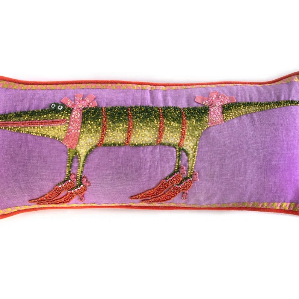 MacKenzie Childs-Gloria The Alligator- Lumbar Pillow by Patience Brewster
